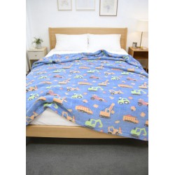 Κουβέρτα Fleece Παιδική Φωσφοριζέ Μονή Bulldozer Blue Dimcol (175x225) 1Τεμ
