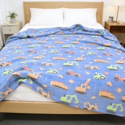 Κουβέρτα Fleece Παιδική Φωσφοριζέ Μονή Bulldozer Blue Dimcol (175x225) 1Τεμ