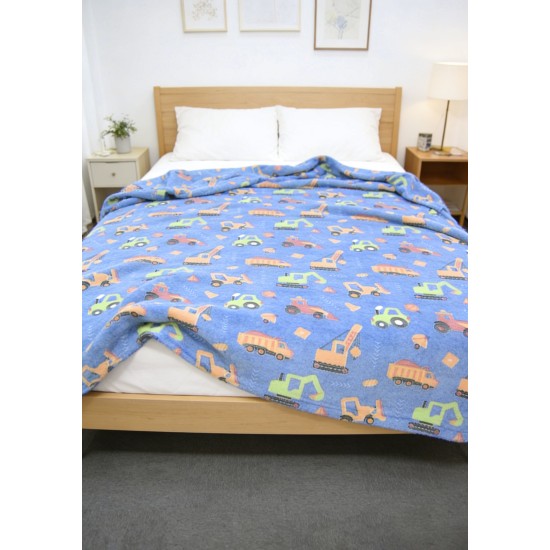 Κουβέρτα Fleece Παιδική Φωσφοριζέ Μονή Bulldozer Blue Dimcol (175x225) 1Τεμ