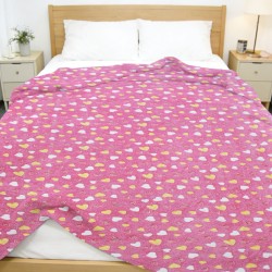 Κουβέρτα Fleece Παιδική Φωσφοριζέ Μονή Hearts Pink Dimcol (175x225) 1Τεμ