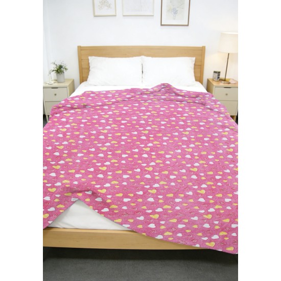 Κουβέρτα Fleece Παιδική Φωσφοριζέ Μονή Hearts Pink Dimcol (175x225) 1Τεμ