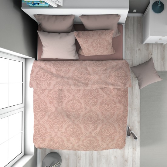 Παπλωματοθήκη Υπέρδιπλη Print Άρτεμις 703 Dusty Rose Cotton Dimcol (220x240) 1Τεμ