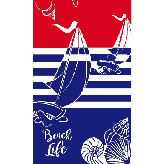 Πετσέτα Θαλάσσης Βελουτέ 235 Jacquard 420 gsm Cotton Dimcol (87x165) 1Τεμ