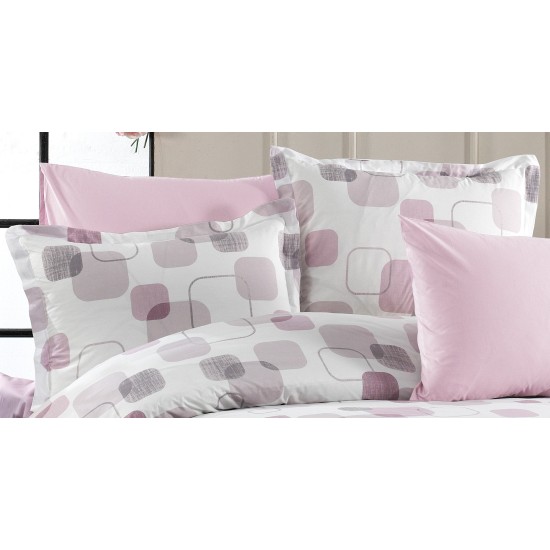 Μαξιλαροθήκη Print Μελίνα 709 White-Lilac Cotton Dimcol (50x70) 1Τεμ