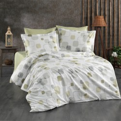 Σεντόνια King Σετ Print Μελίνα 708 White-Olive Cotton Dimcol (240x270) 4Τεμ Σεντόνια King Σετ Print Μελίνα 708 White-Olive Cotton Dimcol (240x270) 4Τεμ