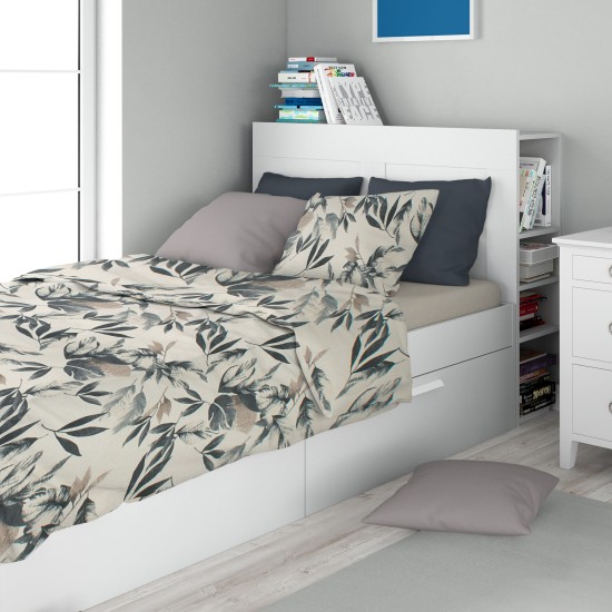 Σεντόνια Μονά Σετ Print Ευριδίκη 710 Ecru-Black Cotton Dimcol (160x240) 3Τεμ
