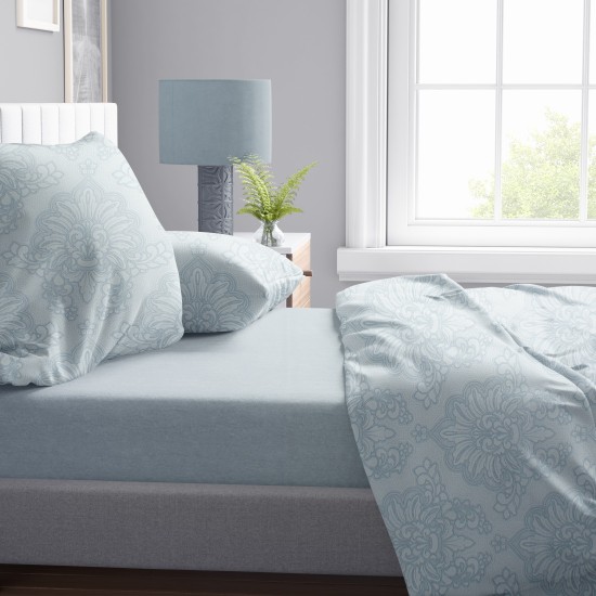 Σεντόνια Υπέρδιπλα Σετ Print Άρτεμις 705 Light Blue-Grey Cotton Dimcol (220x240) 4Τεμ