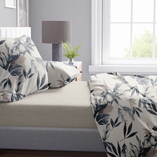 Σεντόνια Υπέρδιπλα Σετ Print Ευριδίκη 710 Ecru-Black Cotton Dimcol (220x240) 4Τεμ