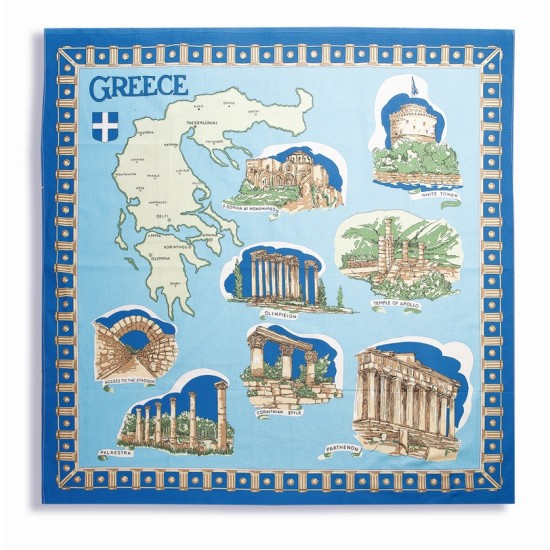 Τραπεζομάντηλο Ελλάδα Blue Cotton Dimcol (130x130) 1Τεμ