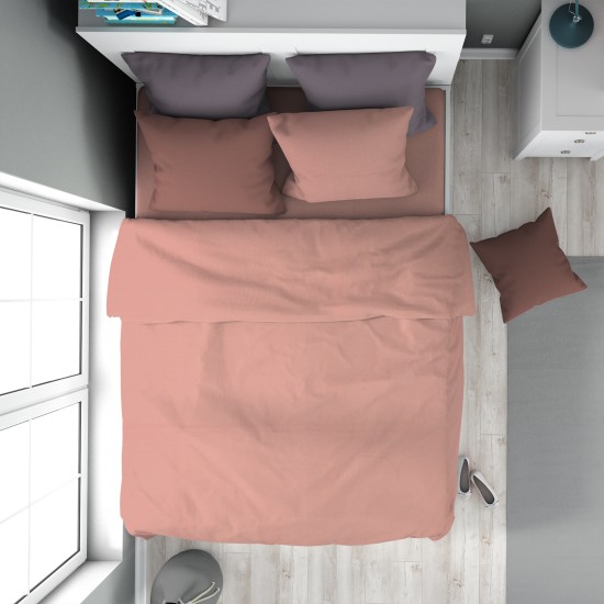 Παπλωματοθήκη Υπέρδιπλη Solid 503 Dusty Rose Cotton Dimcol (220x240) 1Τεμ