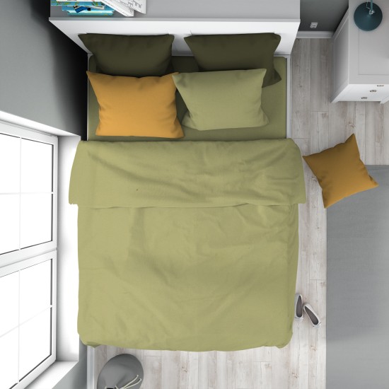 Παπλωματοθήκη Μονή Solid 504 Olive Cotton Dimcol (160x240) 1Τεμ