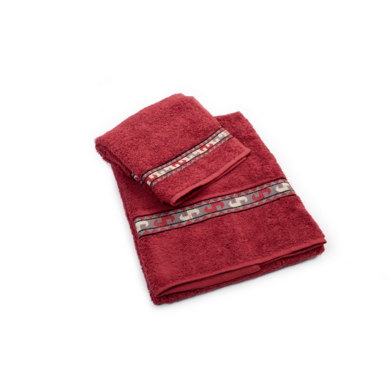 Πετσέτες Σετ Zucchi Red Jacquard Cotton Dimcol 2Τεμ