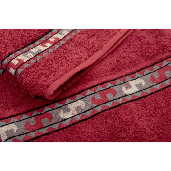 Πετσέτες Σετ Zucchi Red Jacquard Cotton Dimcol 2Τεμ