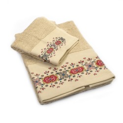 Πετσέτες Σετ Zucchi Beige Με Στάμπα Cotton Dimcol 2Τεμ