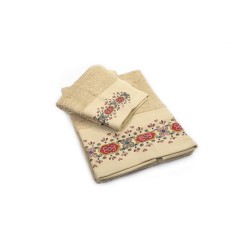 Πετσέτες Σετ Zucchi Beige Με Στάμπα Cotton Dimcol 2Τεμ