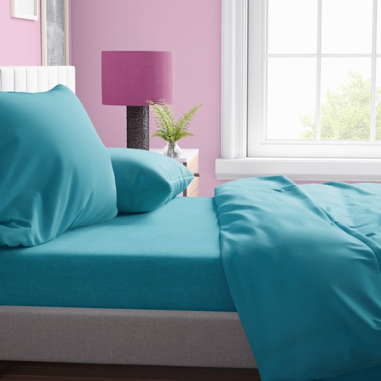 Πανωσέντονο Υπέρδιπλο Solid 493 Turquoise Cotton Dimcol (220x240) 1Τεμ