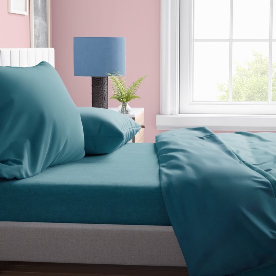 Πανωσέντονο Υπέρδιπλο Solid 494 Petrol Cotton Dimcol (220x240) 1Τεμ