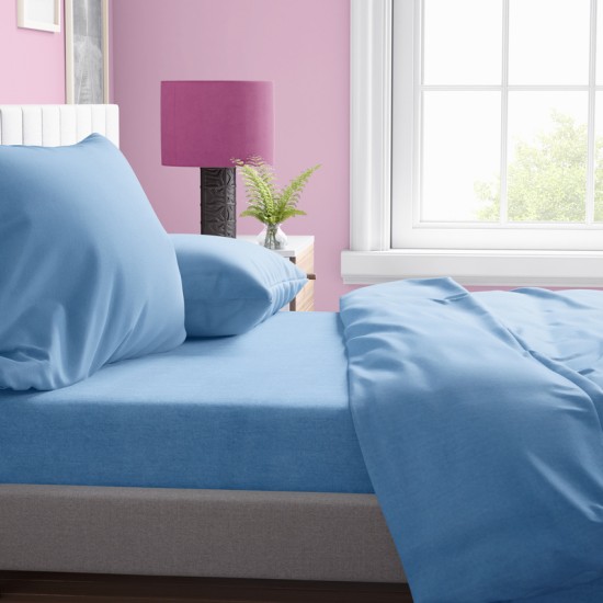 Πανωσέντονο Υπέρδιπλο Solid 498 Sky Blue Cotton Dimcol (220x240) 1Τεμ