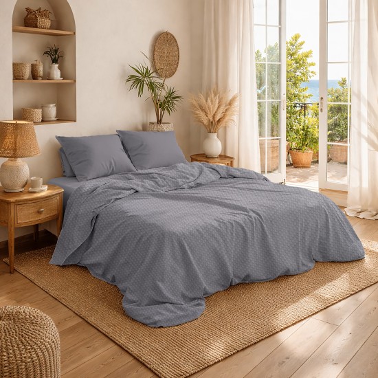 Κουβέρτα Πικέ Υπέρδιπλη Solid Classic Grey Cotton Dimcol (225x270) 1Τεμ