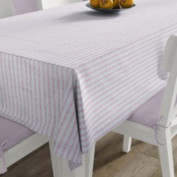Τραπεζομάντηλο Ανεξίτηλο Νηματοβαφή White-Pink Cotton Dimcol (140x140) 1Τεμ