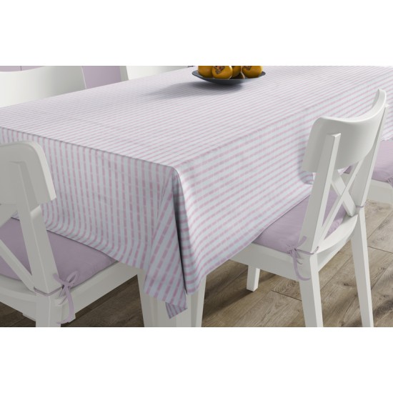 Τραπεζομάντηλο Ανεξίτηλο Νηματοβαφή White-Pink Cotton Dimcol (140x140) 1Τεμ
