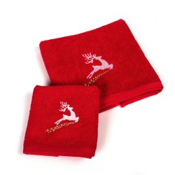 Πετσέτες Χριστουγεννιάτικες 0 Σετ Rudolph Red Cotton Dimcol 2Τεμ