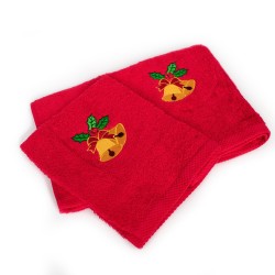 Πετσέτες Χριστουγεννιάτικες 0 Σετ Christmas Time Bells Red Cotton Dimcol 2Τεμ