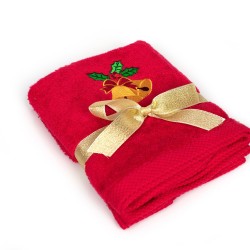 Πετσέτες Χριστουγεννιάτικες 0 Σετ Christmas Time Bells Red Cotton Dimcol 2Τεμ
