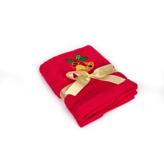 Πετσέτες Χριστουγεννιάτικες 0 Σετ Christmas Time Bells Red Cotton Dimcol 2Τεμ