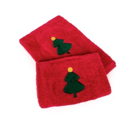 Πετσέτες Χριστουγεννιάτικες 0 Σετ Christmas Time Christmas Tree Red Cotton Dimcol 2Τεμ