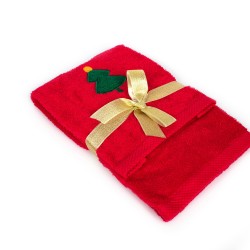 Πετσέτες Χριστουγεννιάτικες 0 Σετ Christmas Time Christmas Tree Red Cotton Dimcol 2Τεμ