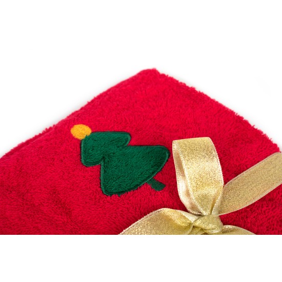 Πετσέτες Χριστουγεννιάτικες 0 Σετ Christmas Time Christmas Tree Red Cotton Dimcol 2Τεμ