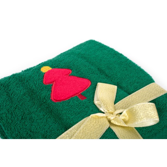 Πετσέτες Χριστουγεννιάτικες 0 Σετ Christmas Time Christmas Tree Green Cotton Dimcol 2Τεμ