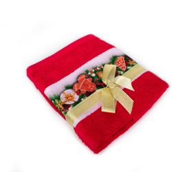 Πετσέτες Χριστουγεννιάτικες 0 Σετ Christmas Time Ornaments Red Cotton Dimcol 2Τεμ