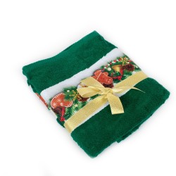 Πετσέτες Χριστουγεννιάτικες 0 Σετ Christmas Time Ornaments Green Cotton Dimcol 2Τεμ