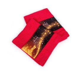 Πετσέτες Χριστουγεννιάτικες 0 Σετ Christmas Time Merry Christmas Red Cotton Dimcol 2Τεμ
