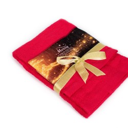 Πετσέτες Χριστουγεννιάτικες 0 Σετ Christmas Time Merry Christmas Red Cotton Dimcol 2Τεμ
