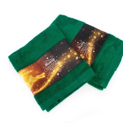 Πετσέτες Χριστουγεννιάτικες 0 Σετ Christmas Time Merry Christmas Green Cotton Dimcol 2Τεμ