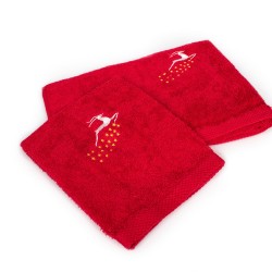 Πετσέτες Χριστουγεννιάτικες 0 Σετ Christmas Time Reindeer Red Cotton Dimcol 2Τεμ