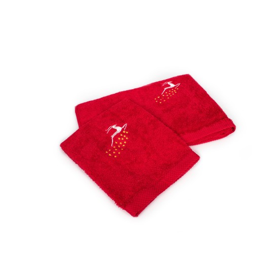 Πετσέτες Χριστουγεννιάτικες 0 Σετ Christmas Time Reindeer Red Cotton Dimcol 2Τεμ