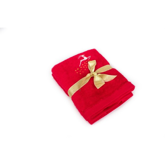 Πετσέτες Χριστουγεννιάτικες 0 Σετ Christmas Time Reindeer Red Cotton Dimcol 2Τεμ