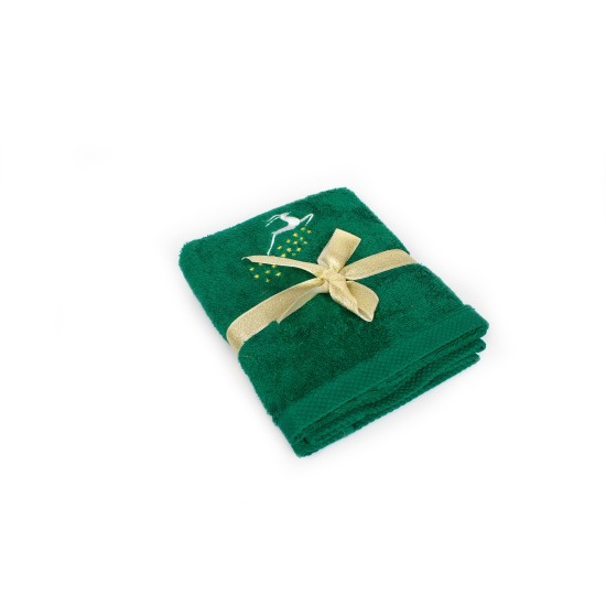 Πετσέτες Χριστουγεννιάτικες 0 Σετ Christmas Time Reindeer Green Cotton Dimcol 2Τεμ