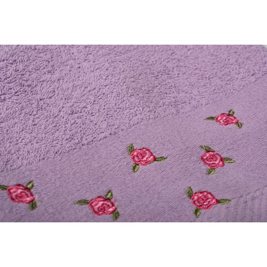 Πετσέτα Με Κέντημα Σώματος Ανθάκι Mauve Cotton Dimcol (70x140) 1Τεμ