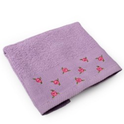 Πετσέτα Με Κέντημα Προσώπου Ανθάκι Mauve Cotton Dimcol (50x90) 1Τεμ