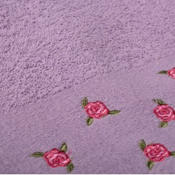 Πετσέτα Με Κέντημα Προσώπου Ανθάκι Mauve Cotton Dimcol (50x90) 1Τεμ