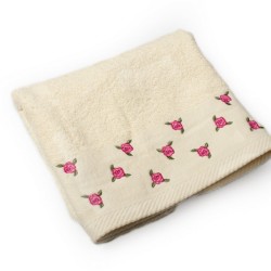 Πετσέτα Με Κέντημα Προσώπου Ανθάκι Ecru Cotton Dimcol (50x90) 1Τεμ