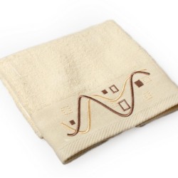 Πετσέτα Με Κέντημα Προσώπου Γεωμετρικό Ecru Cotton Dimcol (50x90) 1Τεμ