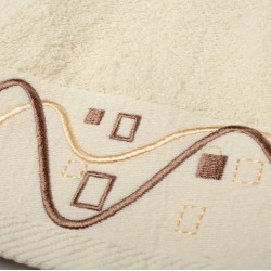 Πετσέτα Με Κέντημα Προσώπου Γεωμετρικό Ecru Cotton Dimcol (50x90) 1Τεμ