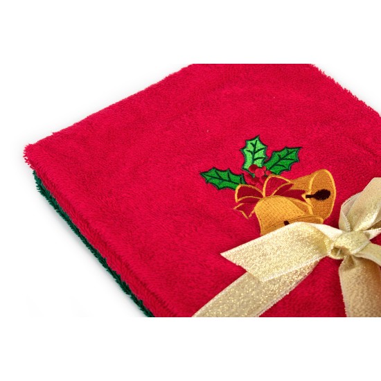 Πετσέτες Χριστουγεννιάτικες 0 Σετ Christmas Time Bells Red-Green Cotton Dimcol (40x60) 2Τεμ
