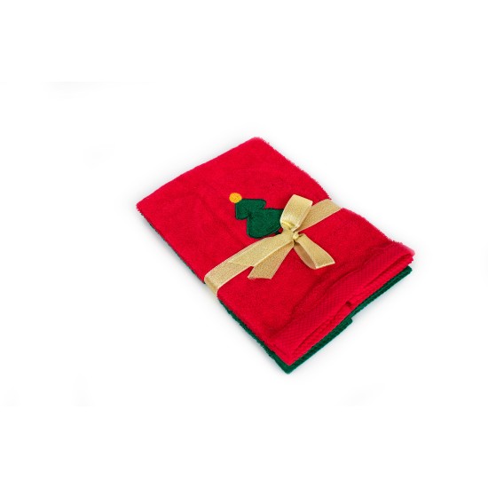 Πετσέτες Χριστουγεννιάτικες 0 Σετ Christmas Time Christmas Tree Red-Green Cotton Dimcol (40x60) 2Τεμ